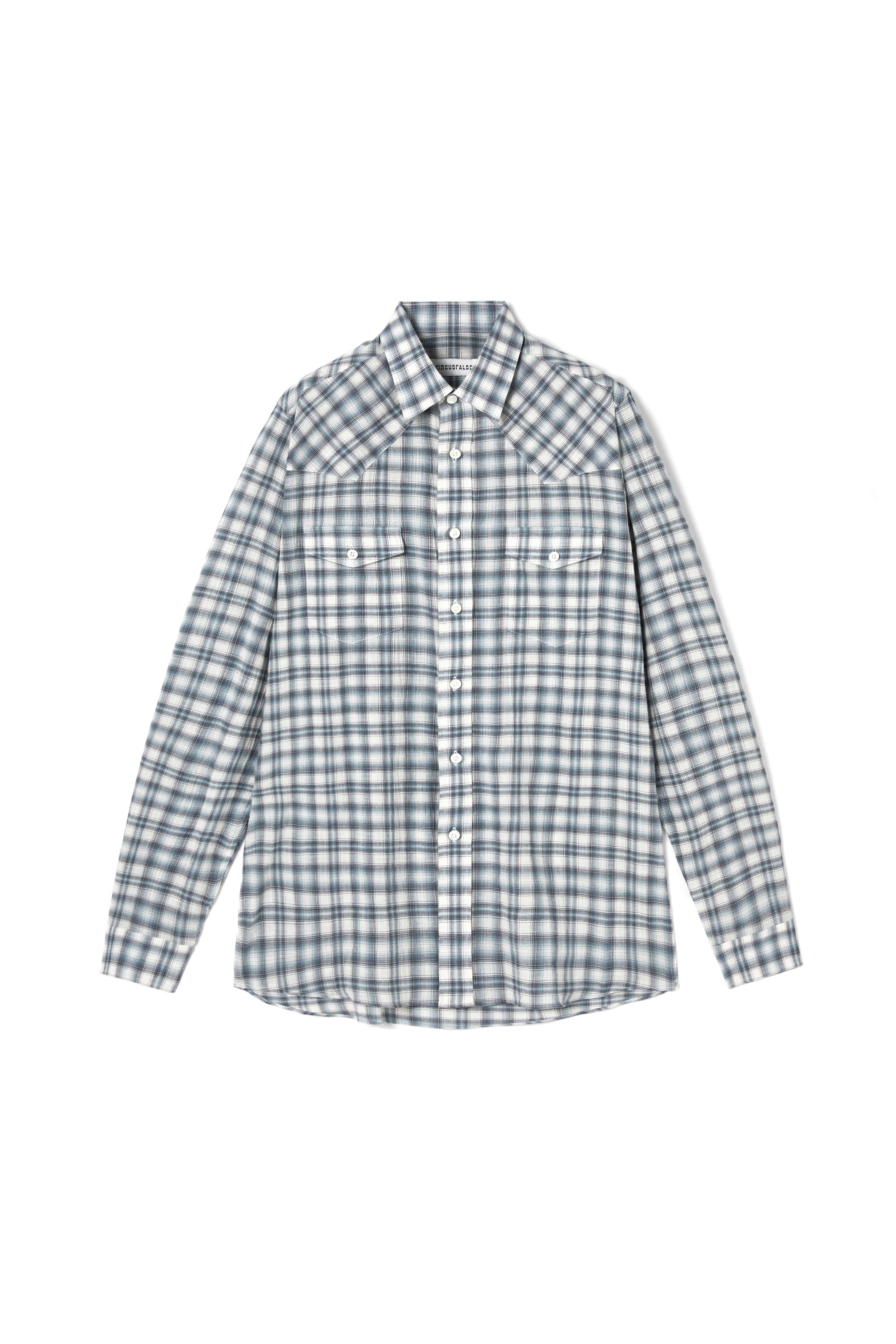 CIRCUSFALSE: WESTERN SHIRTS IN BLUE MULTI CECKED